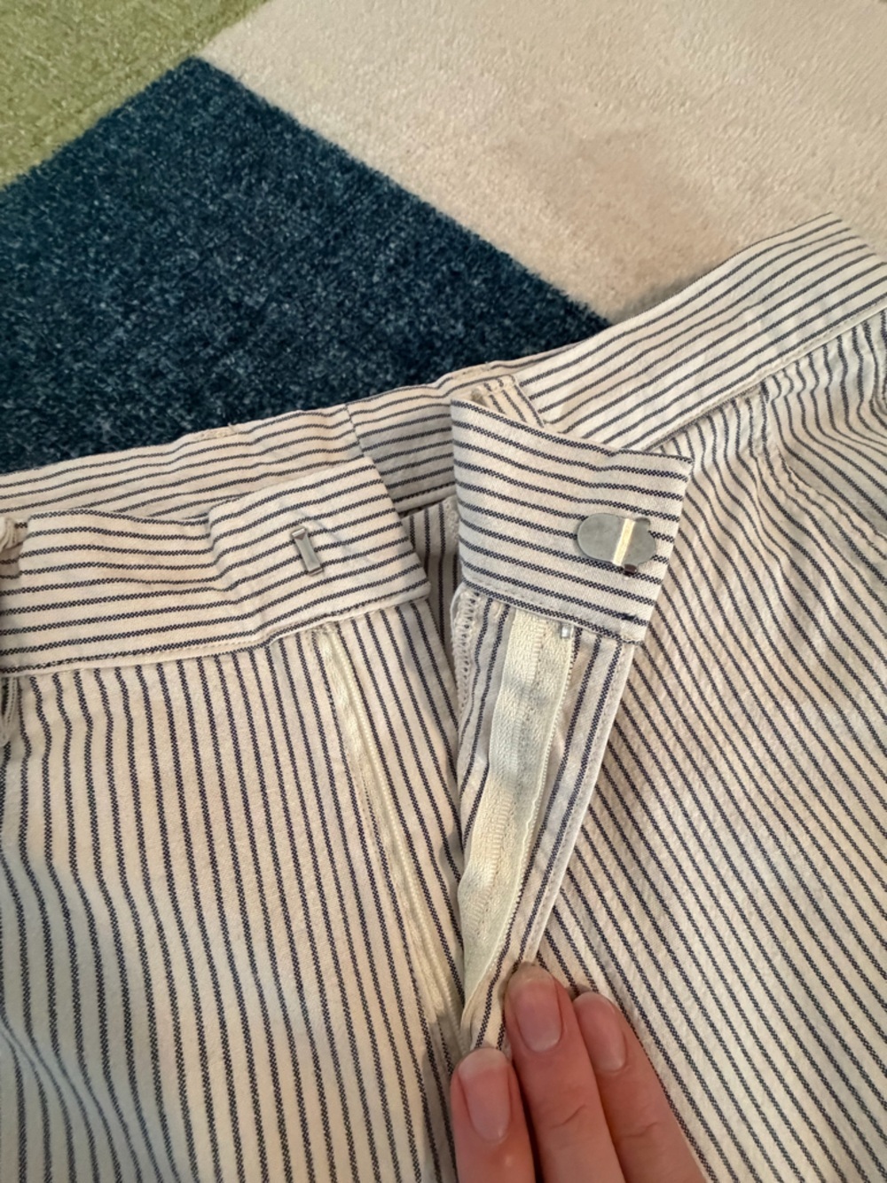 American Apparel Striped Cotton Chino Pants - Blue/White - Picture 3 of 10